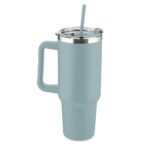 CANECA TÉRMICA C/ TAMPA E CANUDO 1,3L- CINZA