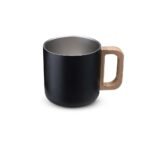 CANECA TÉRMICA C/ ALÇA EM MADEIRA 400ML- PRETO