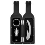 KIT VINHO PLÁSTICO RESISTENTE 3 PEÇAS FORMATO GARRAFA - PRETO