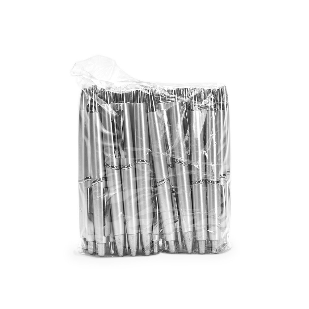 PACOTE C/ 50 PÇS CANETA PLÁSTICA- PRATA PACOTE C/ 50 PÇS CANETA PLÁSTICA- PRATA