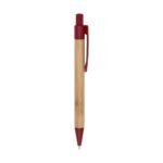 CANETA BAMBU C DETALHES PLASTICOS - VERMELHO - VERMELHO