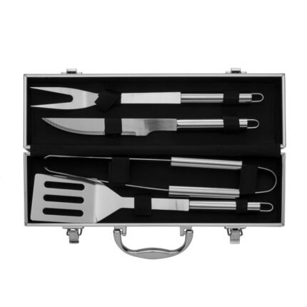 KIT CHURRASCO NA MALETA 4 PEÇAS - CINZA