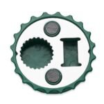 ABRIDOR DE GARRAFA FORMATO TAMPA DE METAL C/ IMÃ DE GELADEIRA - VERDE