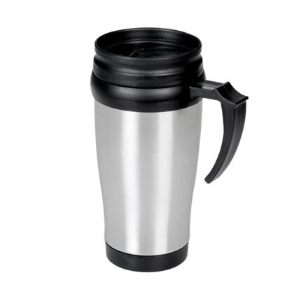 CANECA INOX 400ML - TAMPA PRETA