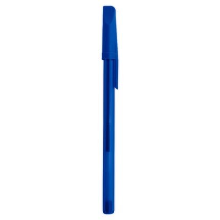 CANETA PLÁSTICA TRANSLUCIDA C/ TAMPA - AZUL