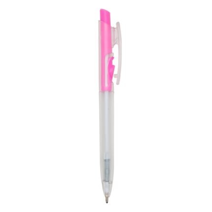 CANETA PLÁSTICA TRANSLUCIDA - ROSA
