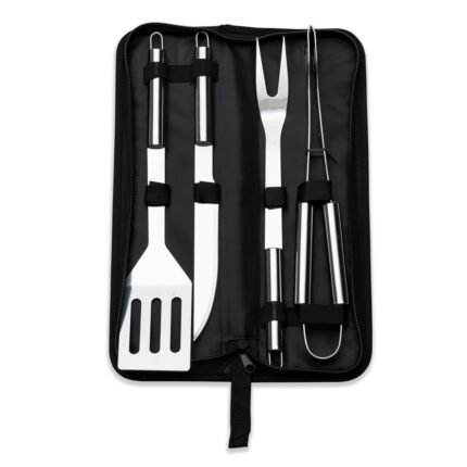 KIT CHURRASCO 4 PEÇAS INOX C/ ESTOJO - PRETO