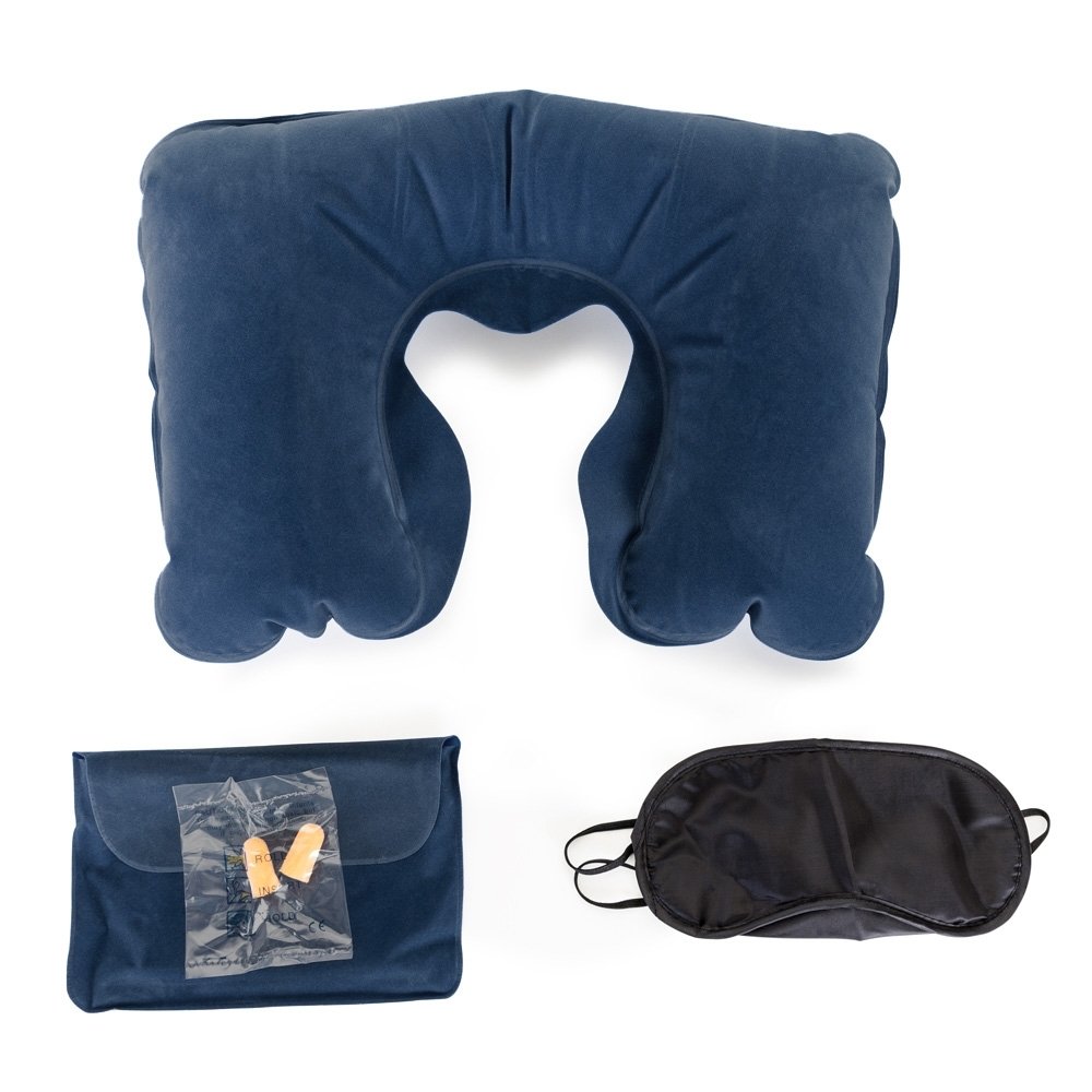 KIT TRAVESSEIRO INFLAV TAPA OLHO E PROT AURICULAR - AZUL - AZUL KIT TRAVESSEIRO INFLAV TAPA OLHO E PROT AURICULAR - AZUL - AZUL