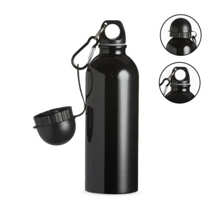 SQUEEZE INOX 500ML C/ BICO E MOSQUETÃO - PRETO