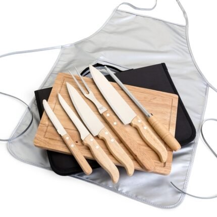 KIT TALHERES P/ CHURRASCO C/ 8 PEÇAS - MARROM